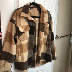 Brown and tan plaid shacket